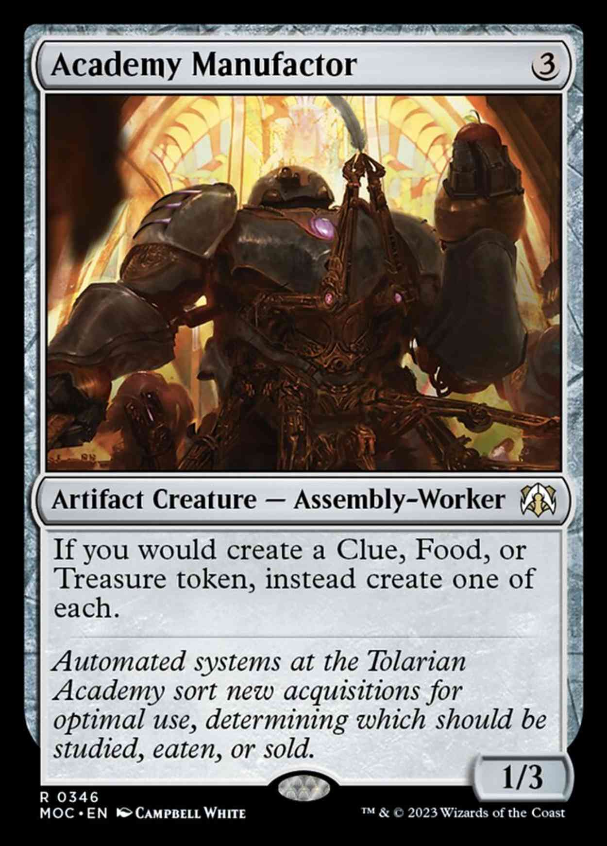 Academy Manufactor magic card front