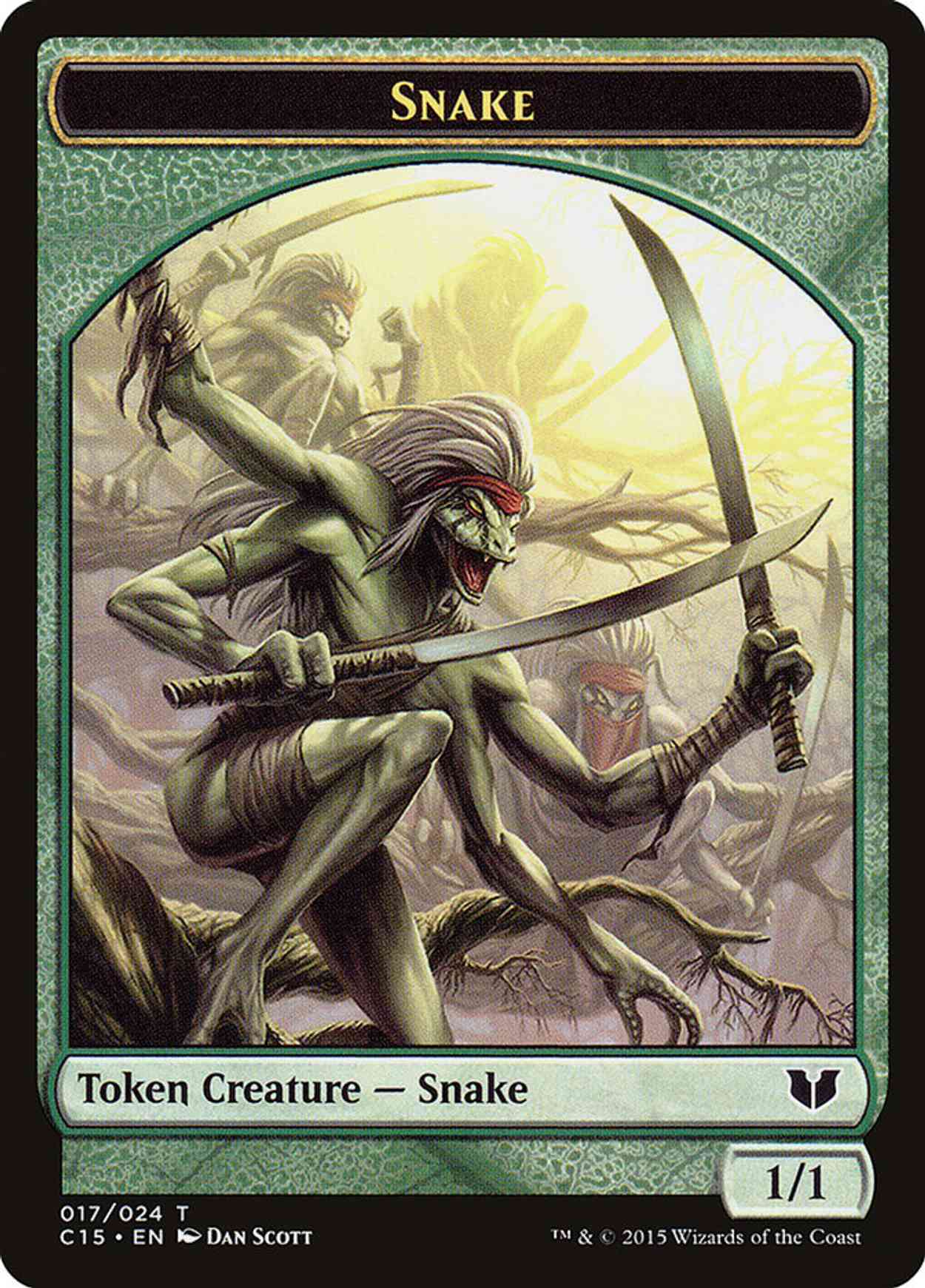 Snake (Green) // Saproling Double-Sided Token magic card front