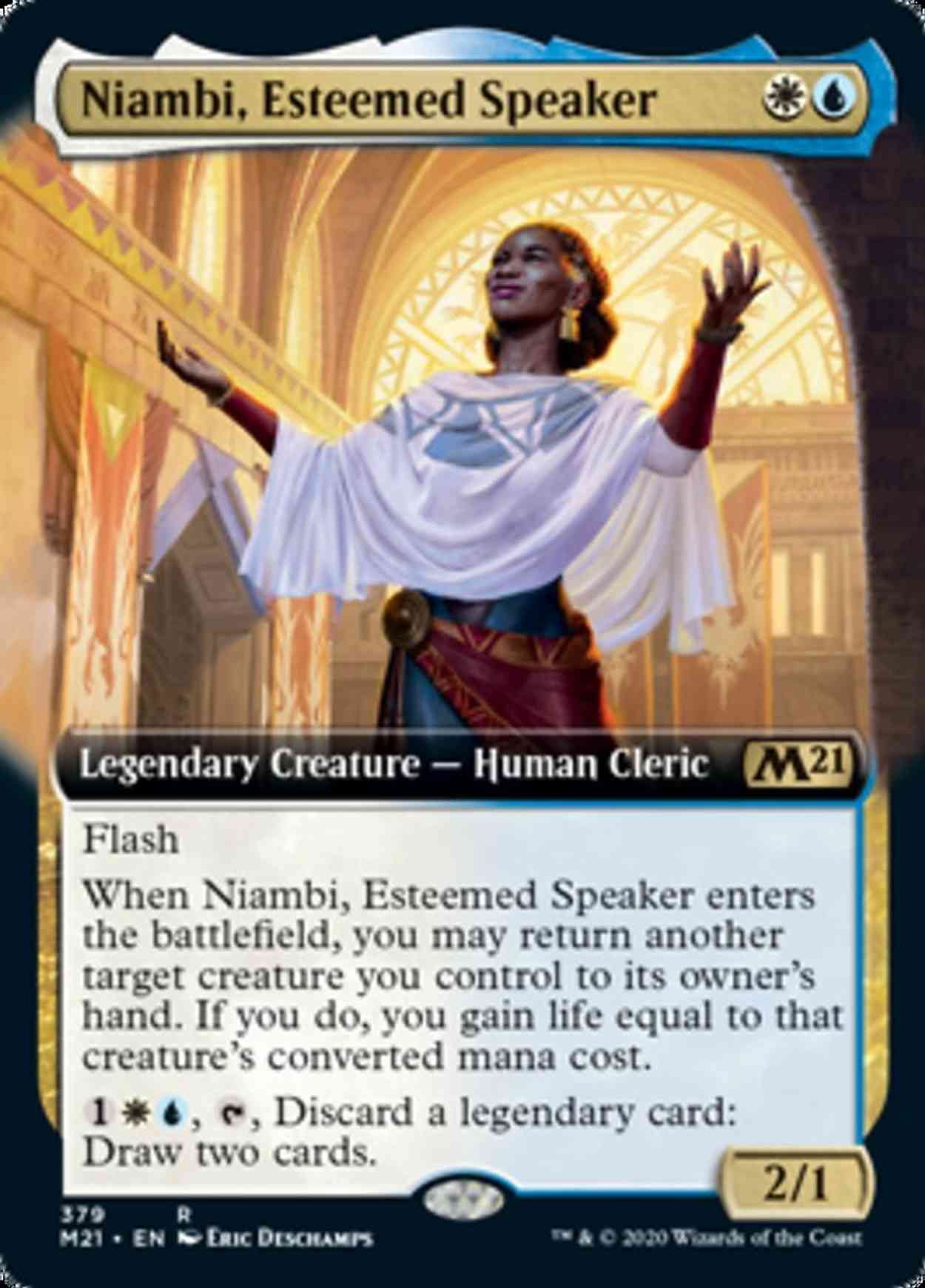 Niambi, Esteemed Speaker (Extended Art) magic card front