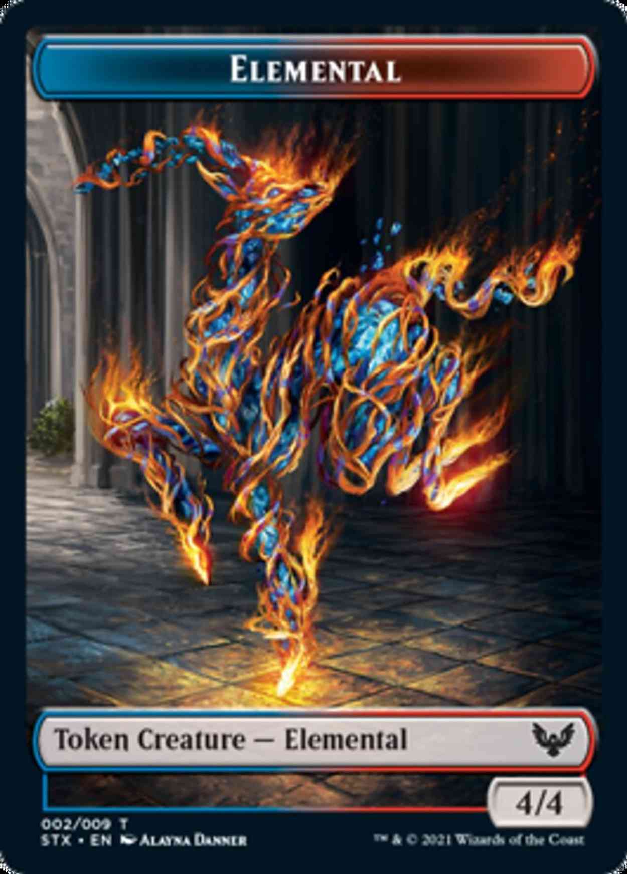 Elemental (2) // Emblem - Rowan, Scholar of Sparks Double-sided Token magic card front