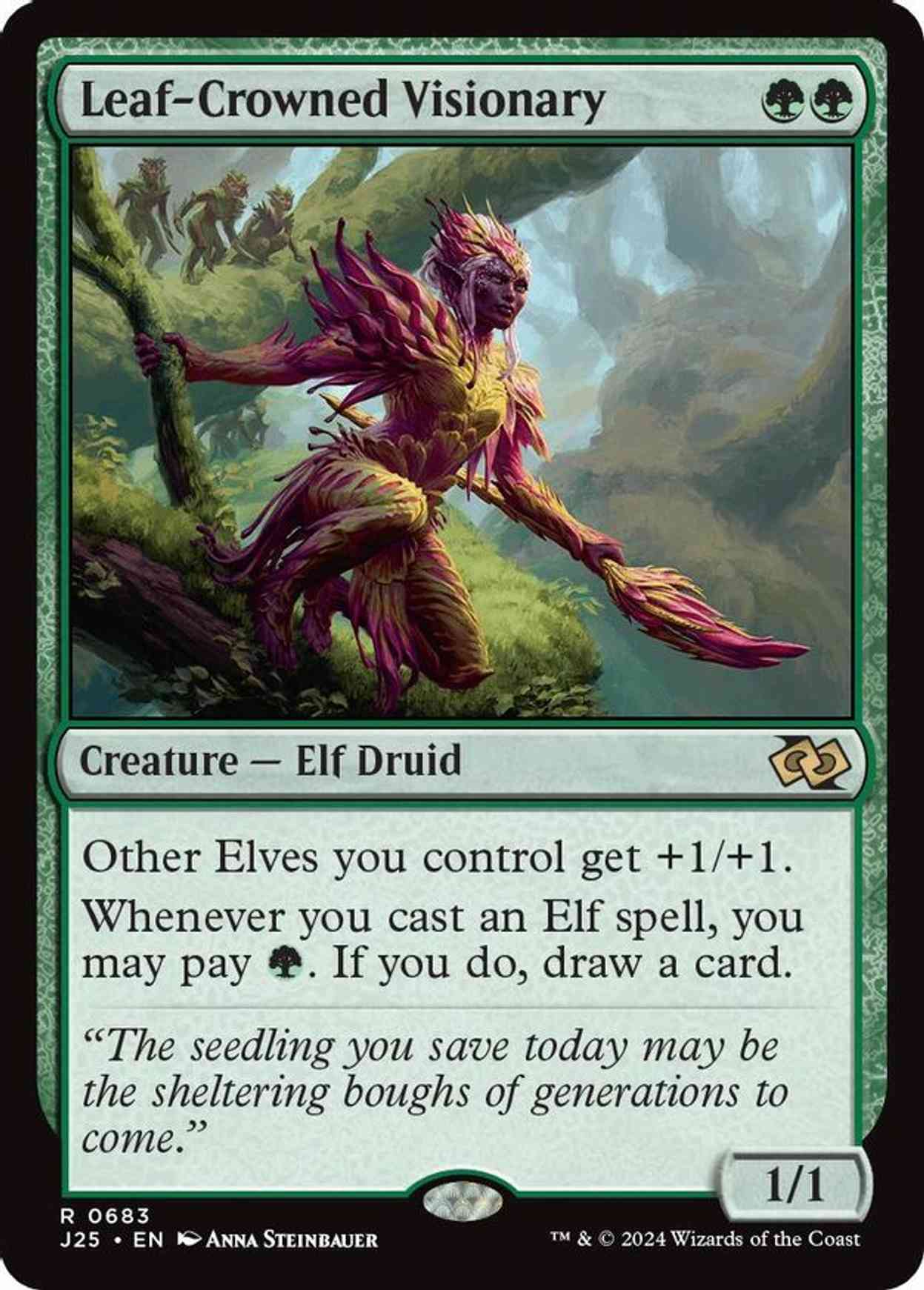 Leaf-Crowned Visionary magic card front