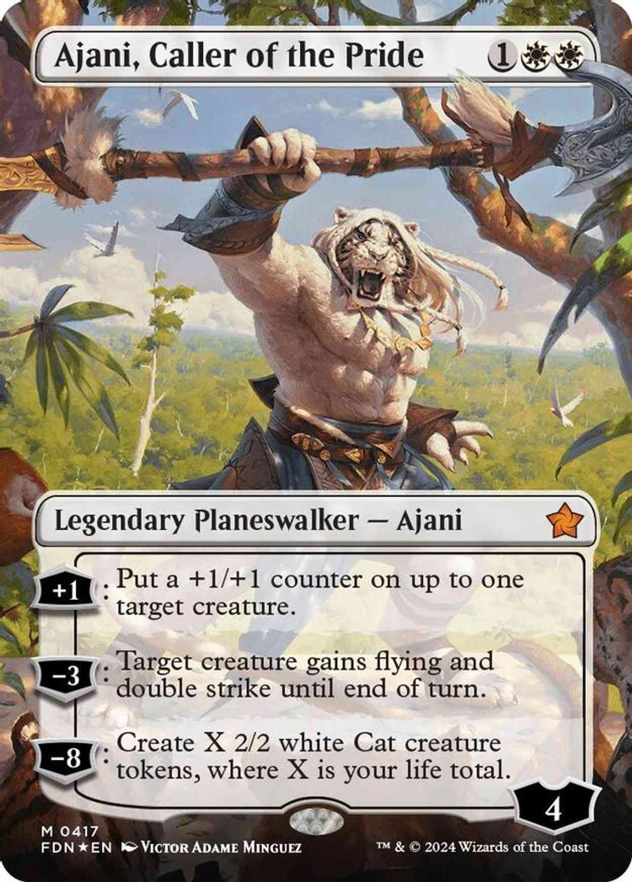 Ajani, Caller of the Pride (Borderless) (Mana Foil) magic card front