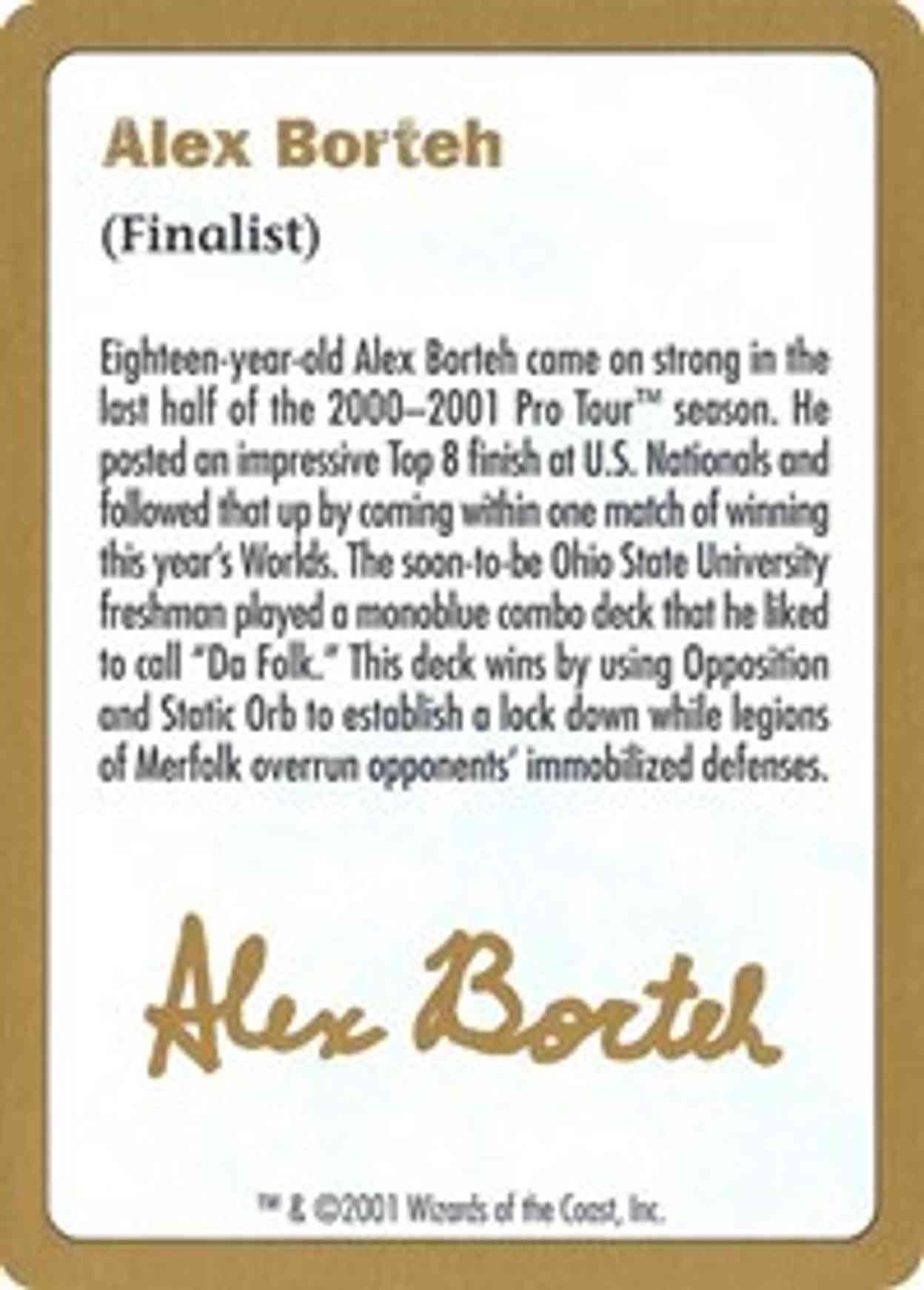 2001 Alex Borteh Biography Card magic card front