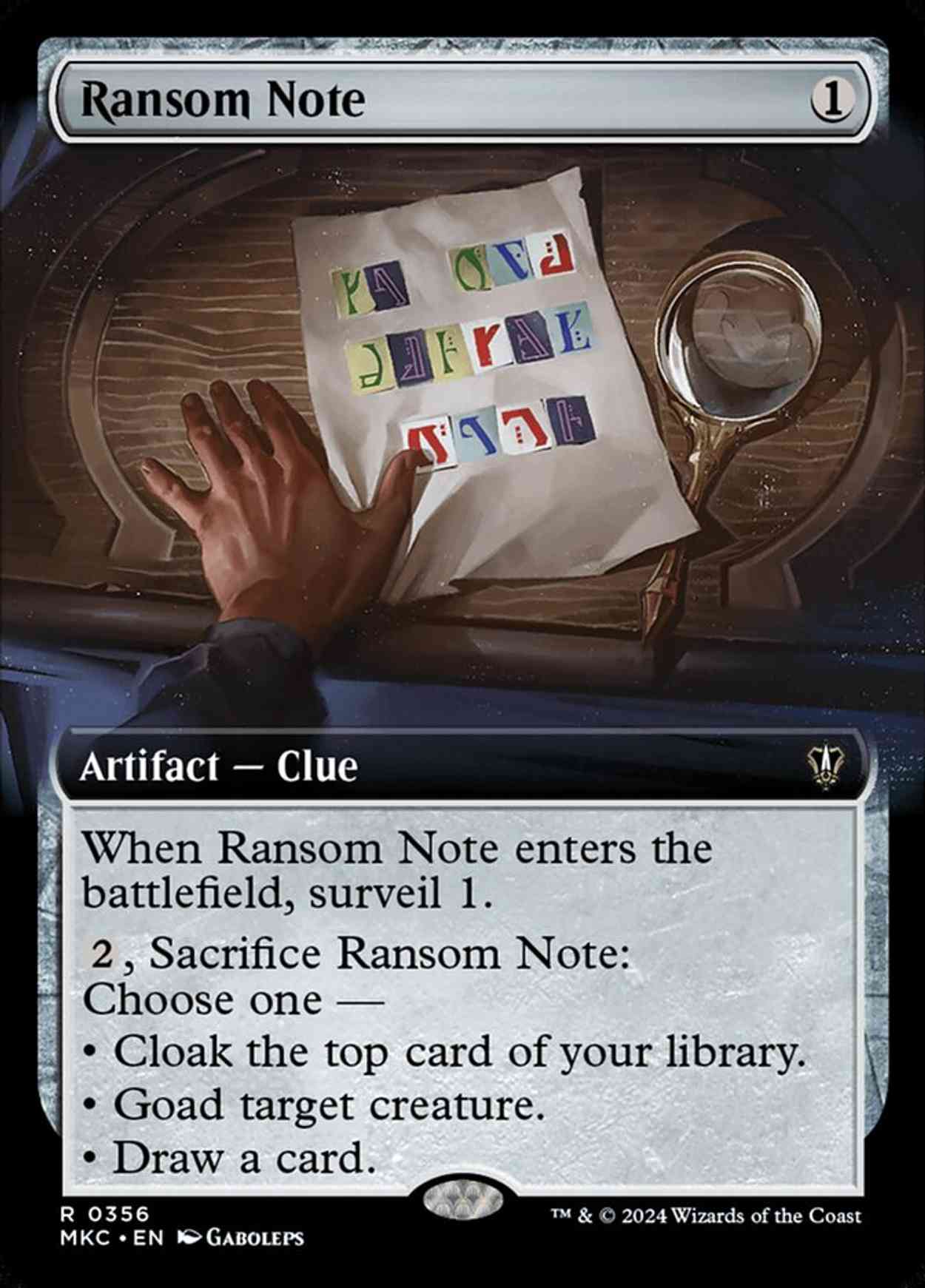 Ransom Note (0356) (Extended Art) magic card front