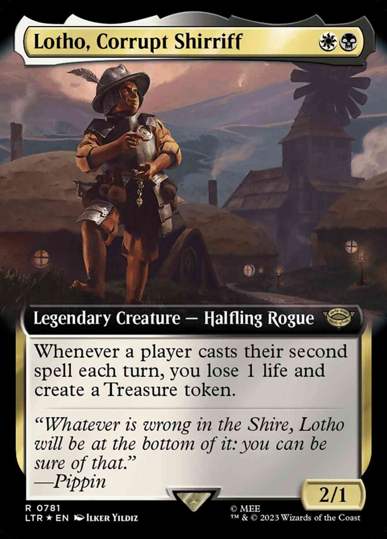 Lotho, Corrupt Shirriff (Extended Art) (Surge Foil) magic card front