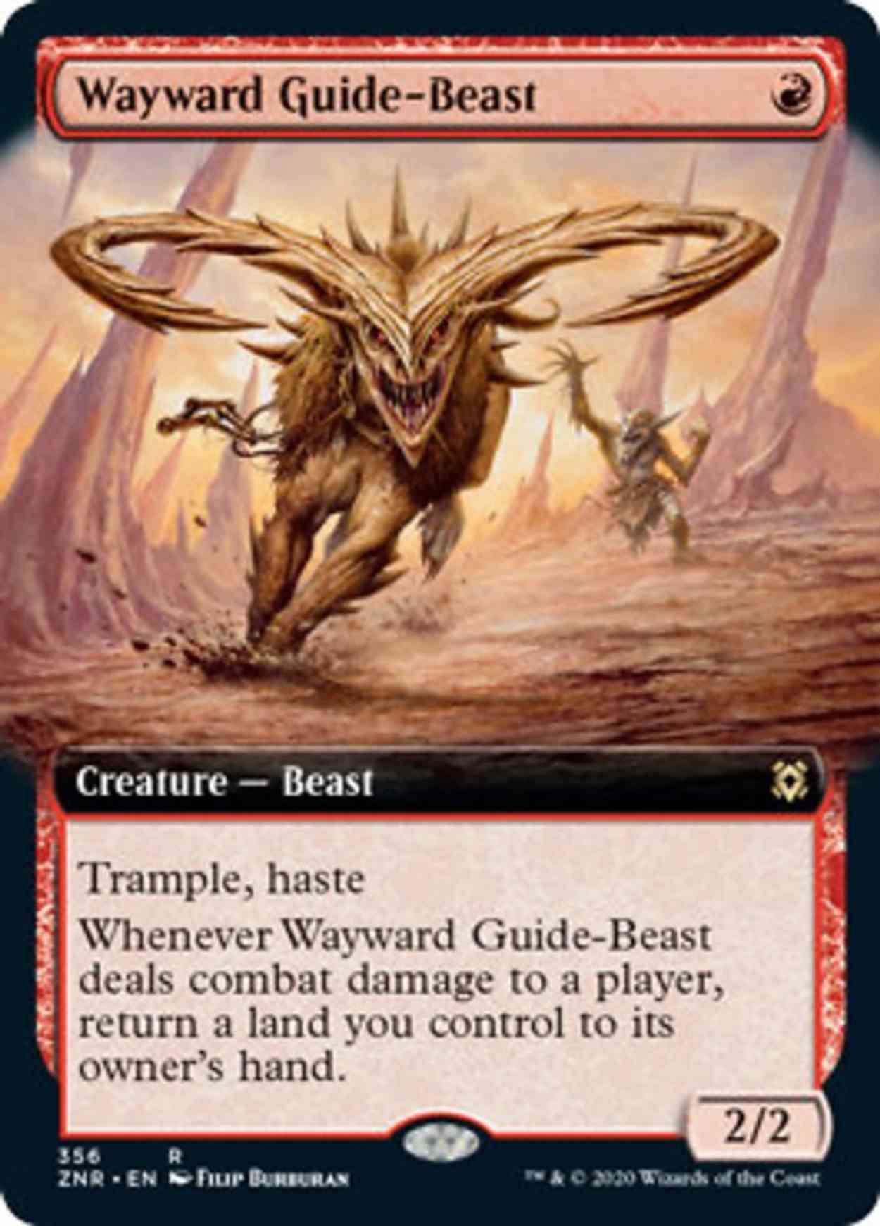 Wayward Guide-Beast (Extended Art) magic card front