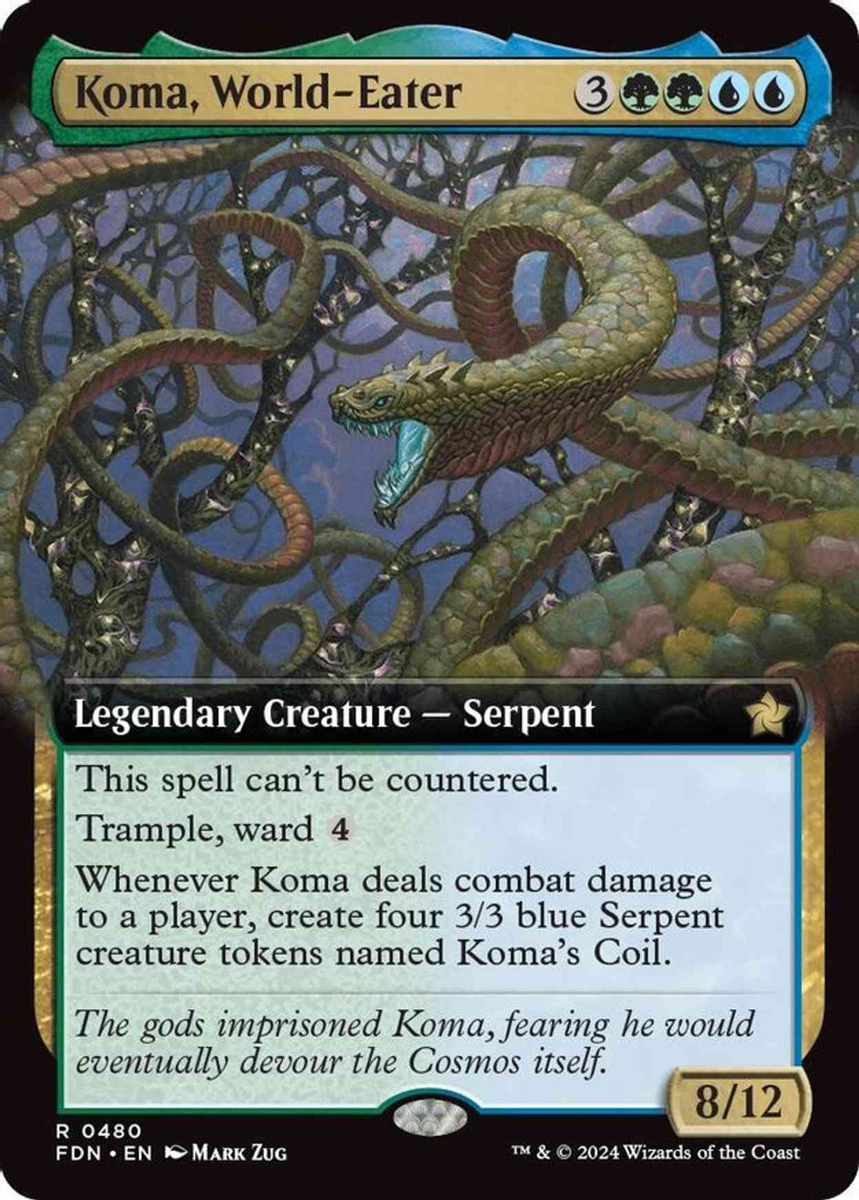 Koma, World-Eater (Extended Art) magic card front