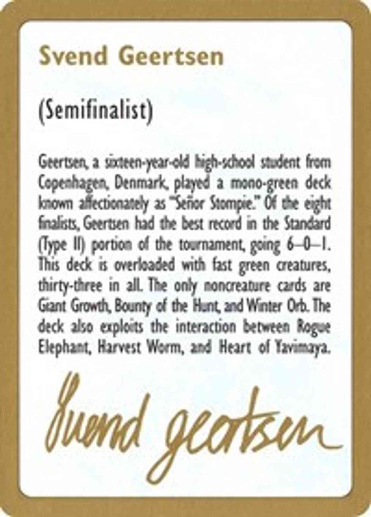 1997 Svend Geertsen Biography Card magic card front