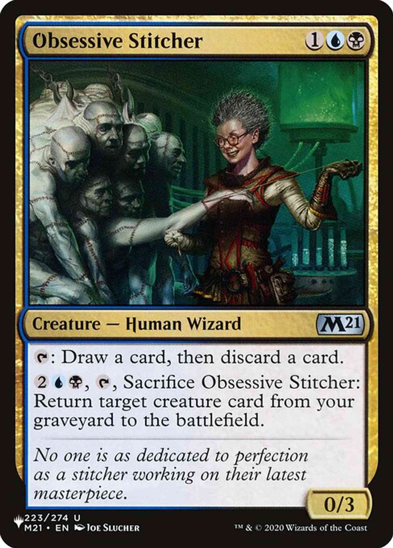 Obsessive Stitcher magic card front