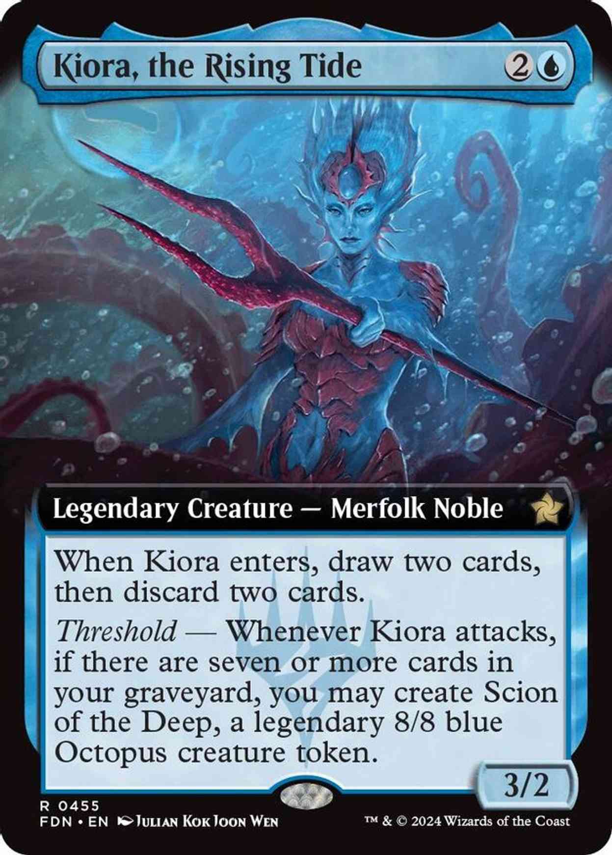 Kiora, the Rising Tide (Extended Art) magic card front