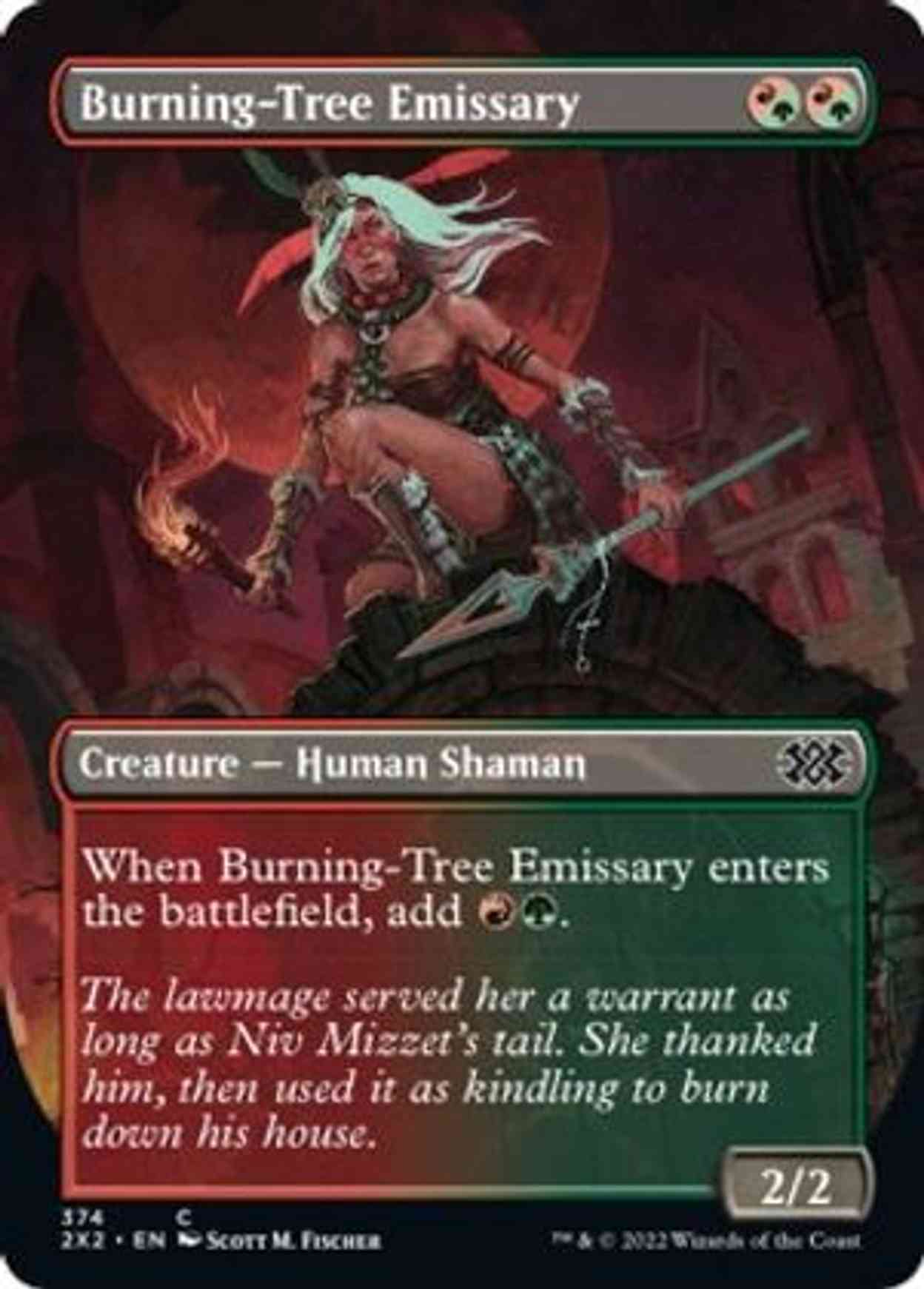 Burning-Tree Emissary (Borderless) magic card front