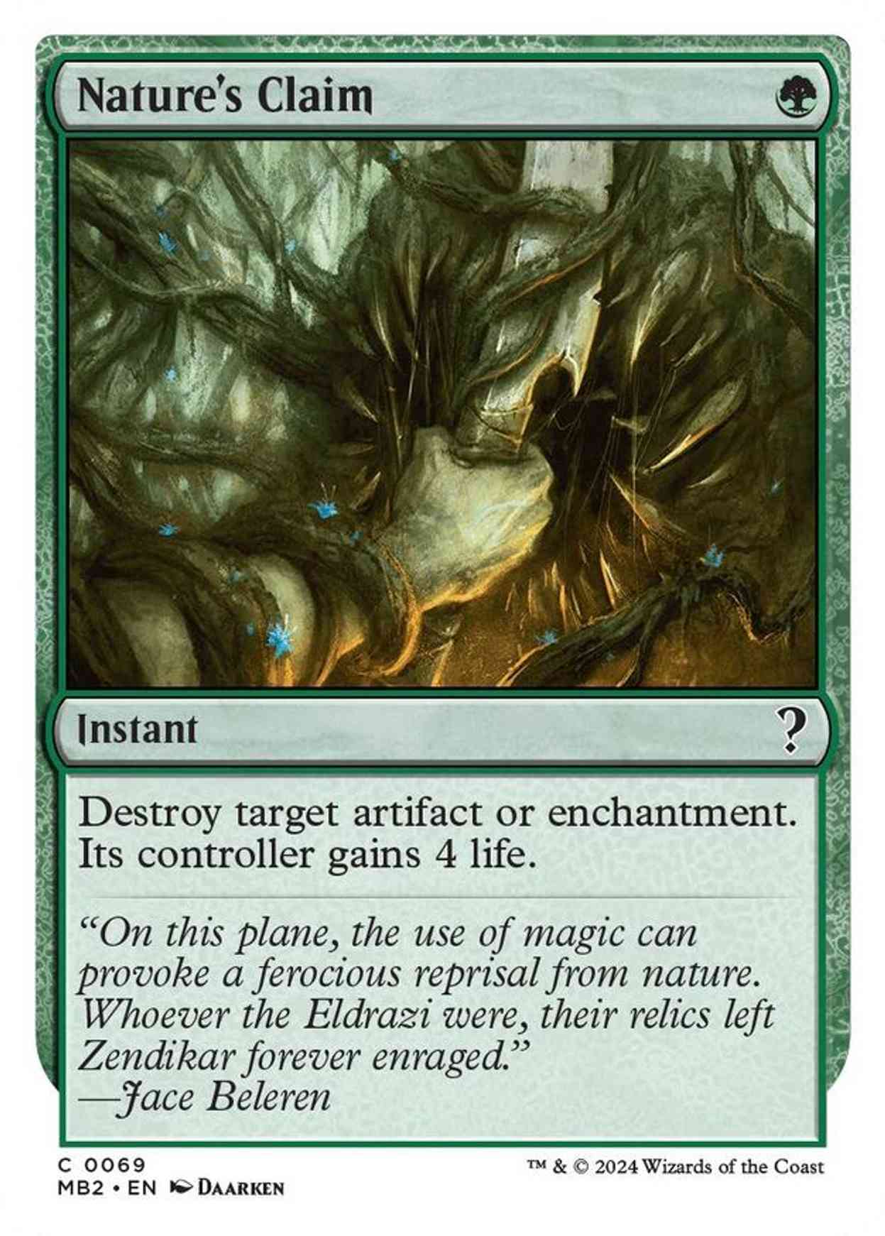 Nature's Claim (White Border) magic card front