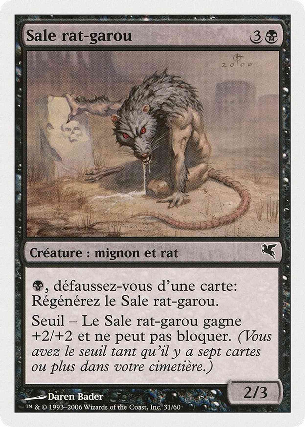 Dirty Wererat (French) - "Sale rat-garou" (A31) magic card front