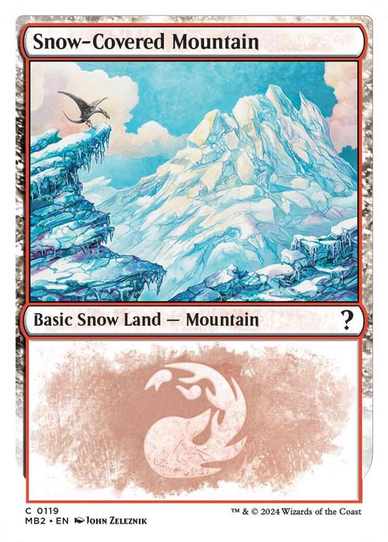 Snow-Covered Mountain (White Border) magic card front